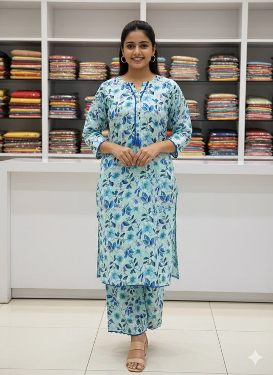 Stitched 2 Pc Sapphire Bana Dora Lilan